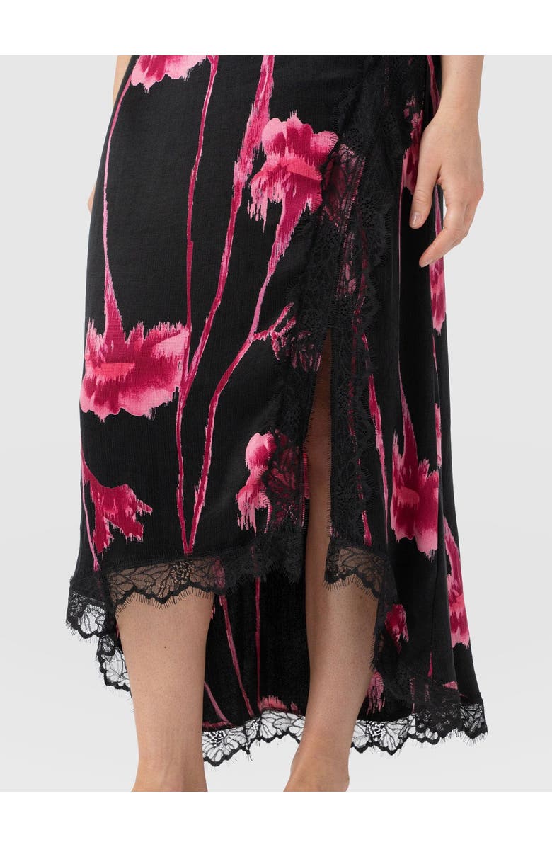Saint + Sofia Harper Lace Midi Skirt, Alternate, color, Pink Stem Floral