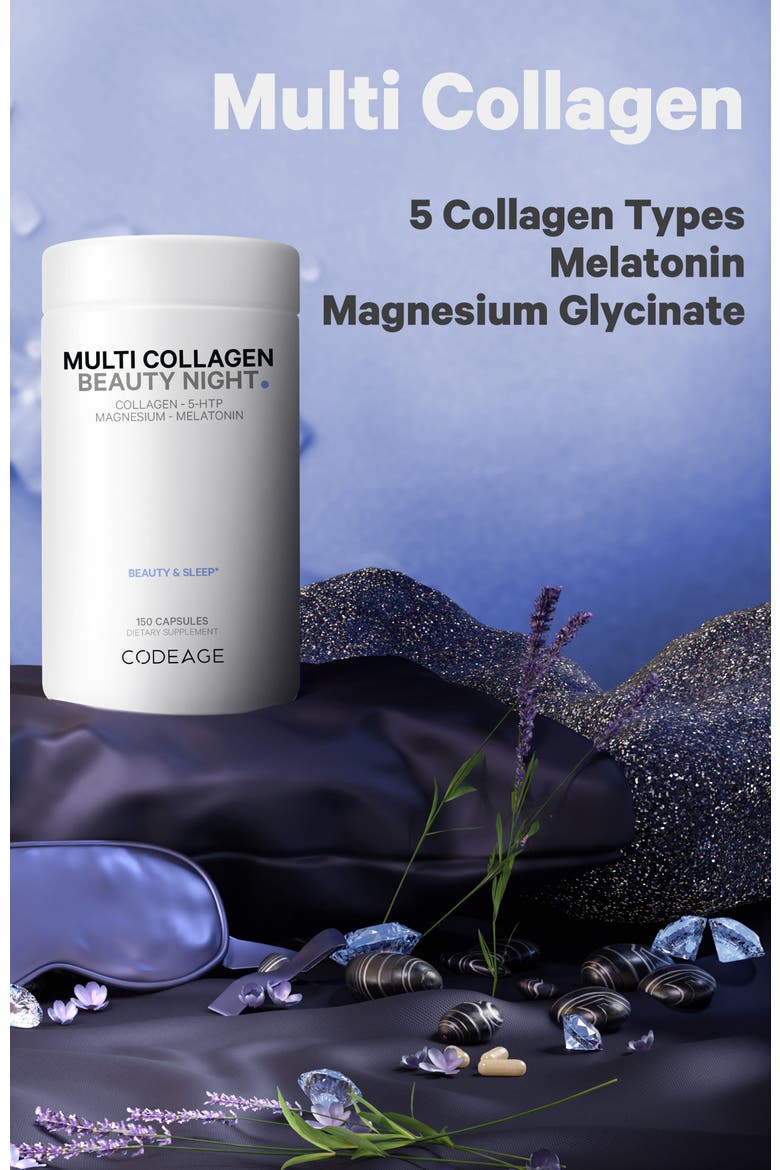 Multi Collagen + Magnesium & Melatonin Beauty Night Supplement, Alternate, color, White