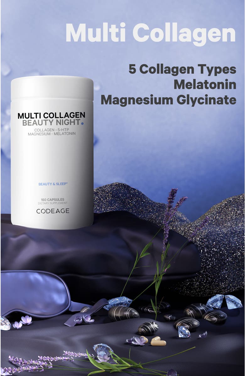 Codeage Multi Collagen + Magnesium & Melatonin Beauty Night Supplement, Alternate, color, White