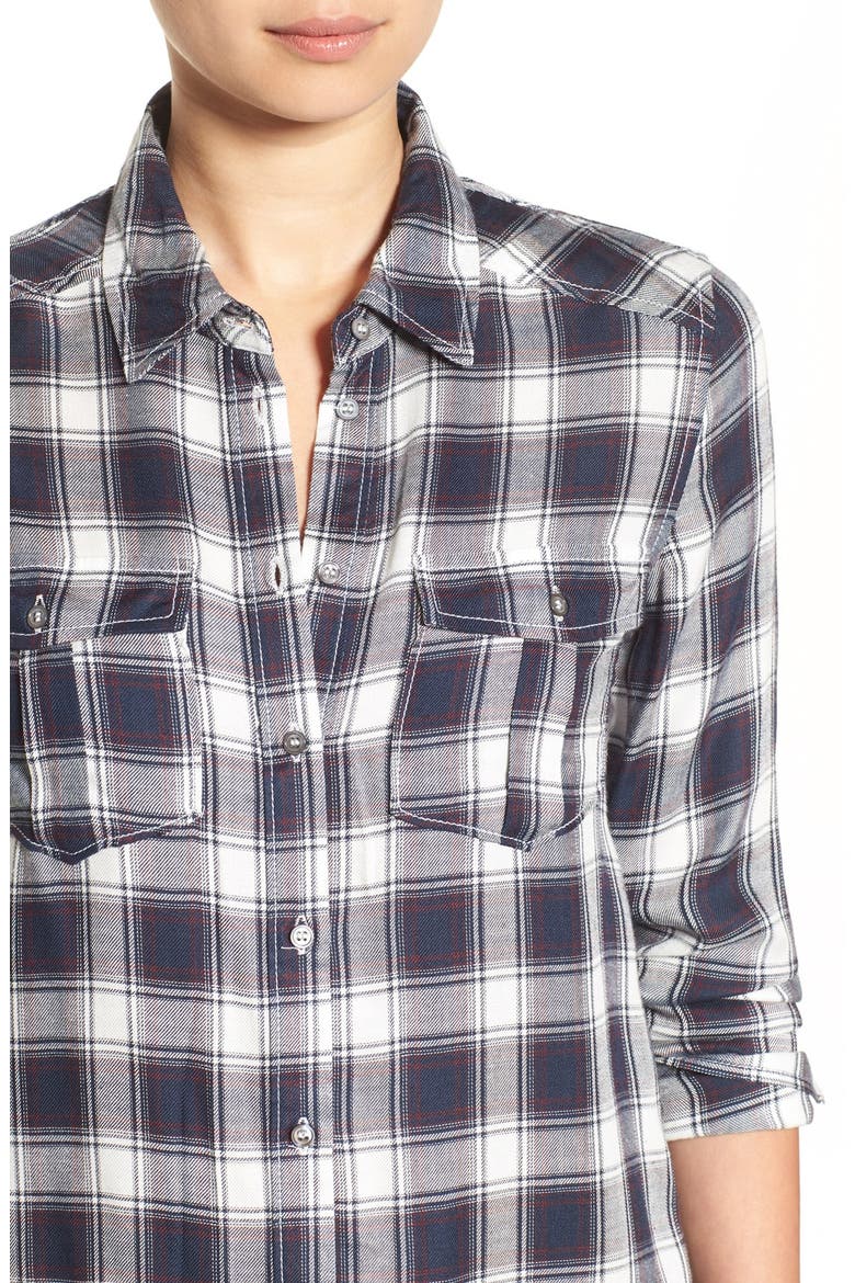 'Mya' Plaid Shirt, Alternate, color, DARK INK BLUE/ WHITE/ SYRAH