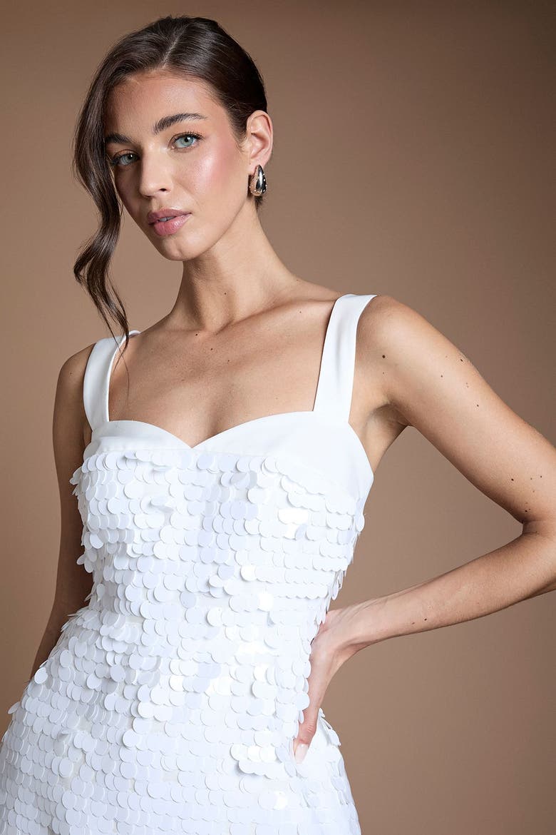 Sequin Bridal Mini Dress, Alternate, color, Ivory