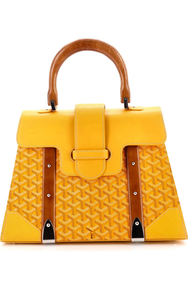 Pre-Owned Goyard Saigon Top Handle Bag Coated Canvas with Leather MM, Main, color, Yellow