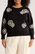 T Tahari Floral Crewneck Sweater