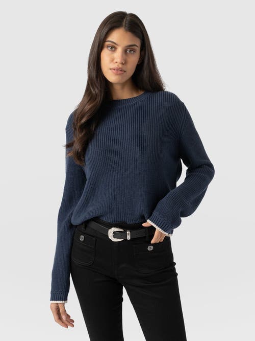 Saint And Sofia Saint + Sofia Remy Crop Sweater In Blue