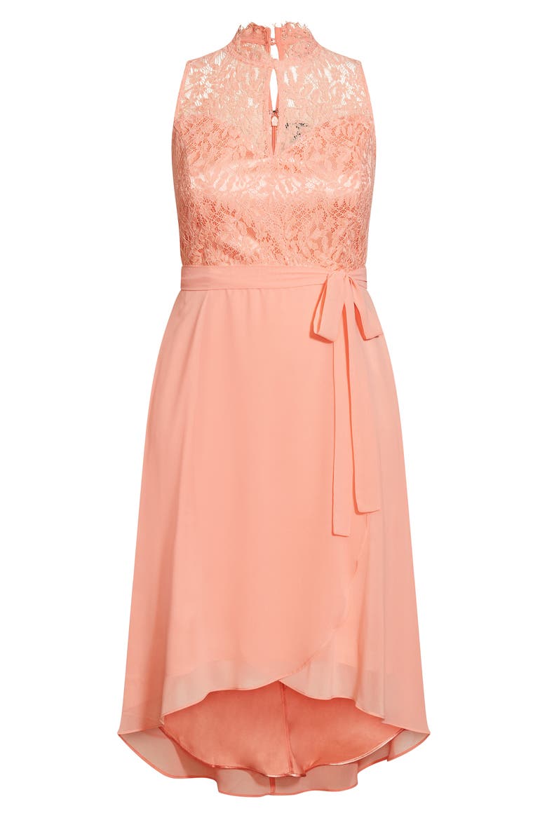 Lover Sleeveless High-Low Dress, Alternate, color, PEACHDNU