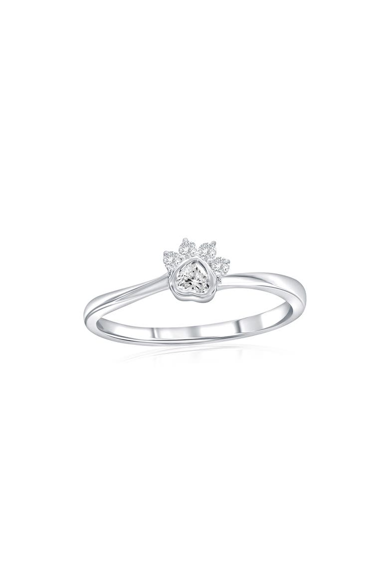 Sterling Silver Paw Print Ring, Main, color, SILVER
