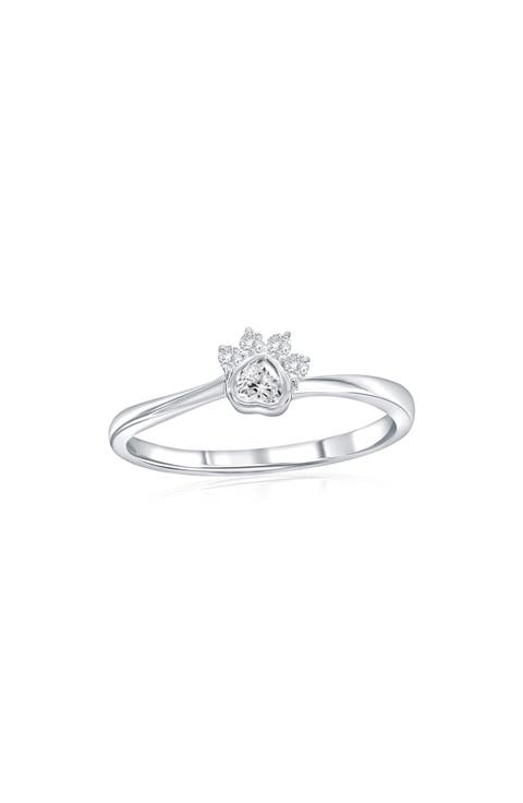 Sterling Silver Paw Print Ring