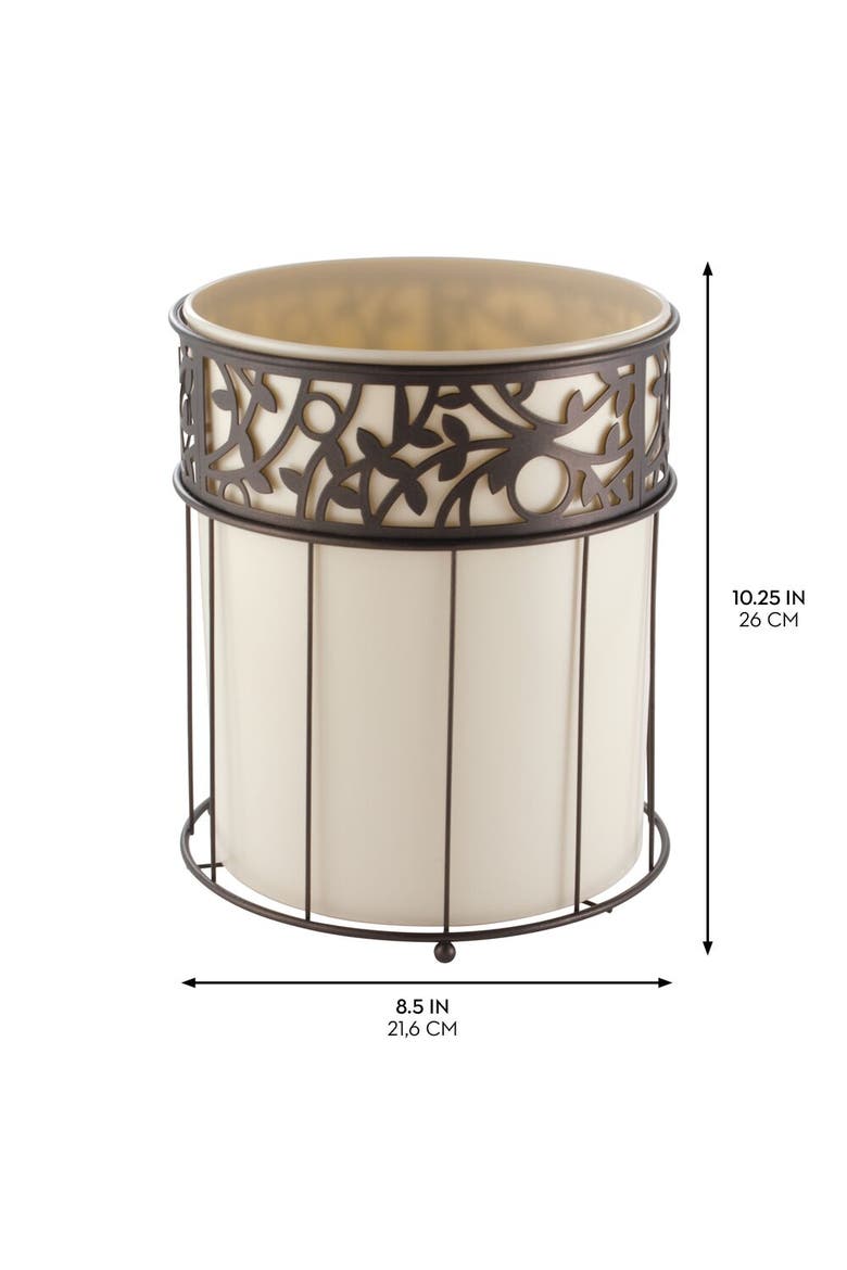 Metal Vine Trash Can with Insert - Set of 2 - Vanilla/Bronze, Alternate, color, Vanilla / Bronze