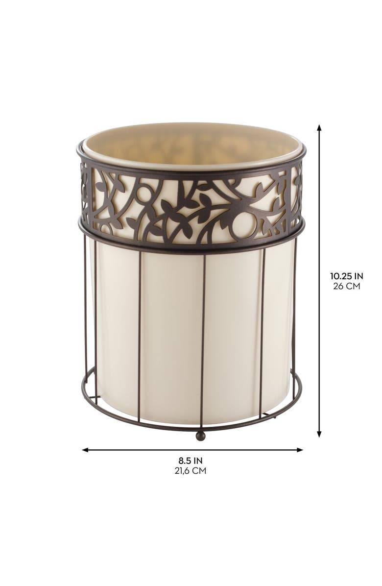 iDesign Metal Vine Trash Can with Insert - Set of 2 - Vanilla/Bronze, Alternate, color, Vanilla / Bronze