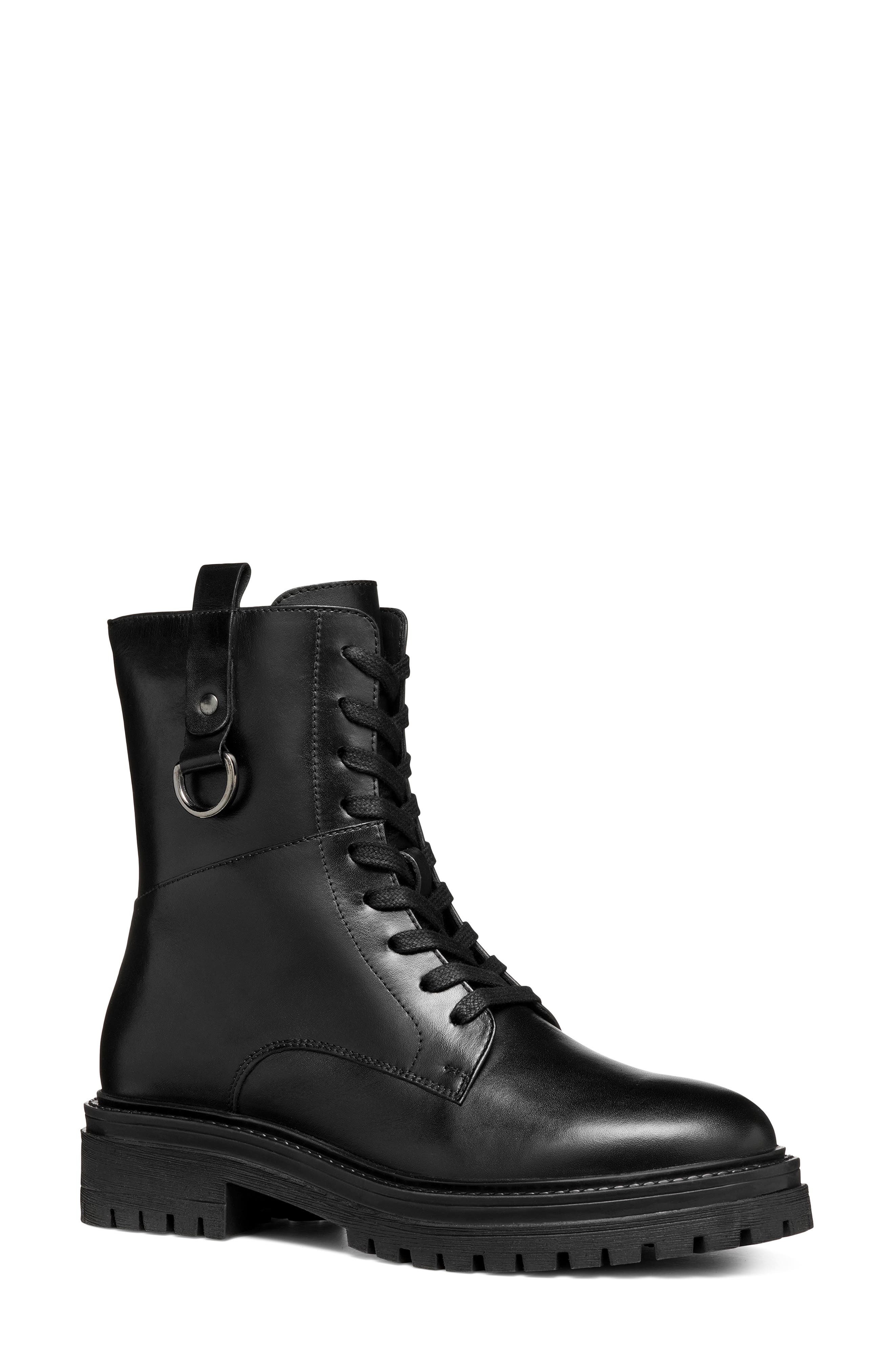 Geox Cap Toe Leather Combat Boot, Main, color, 