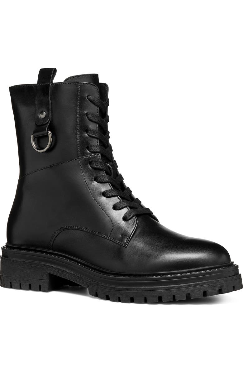 Geox Cap Toe Leather Combat Boot, Main, color,