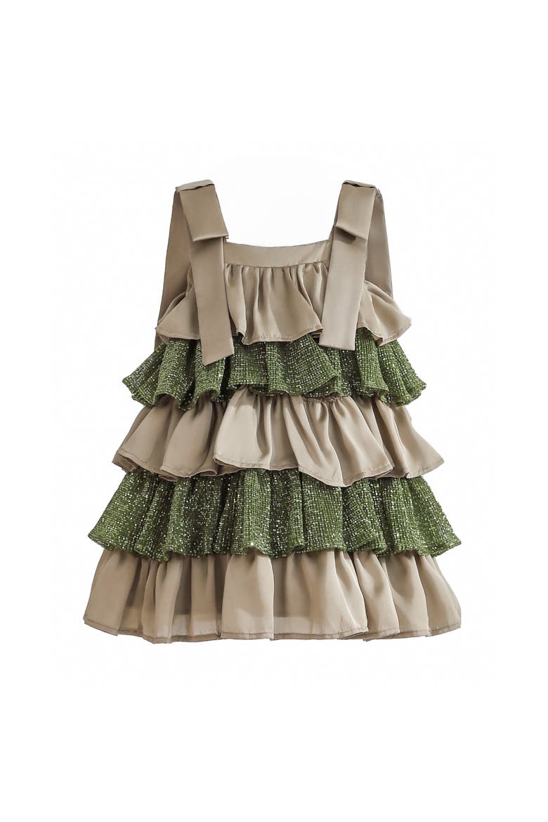Bellamy Ruffle Sequin Dress, Main, color, Olive Green