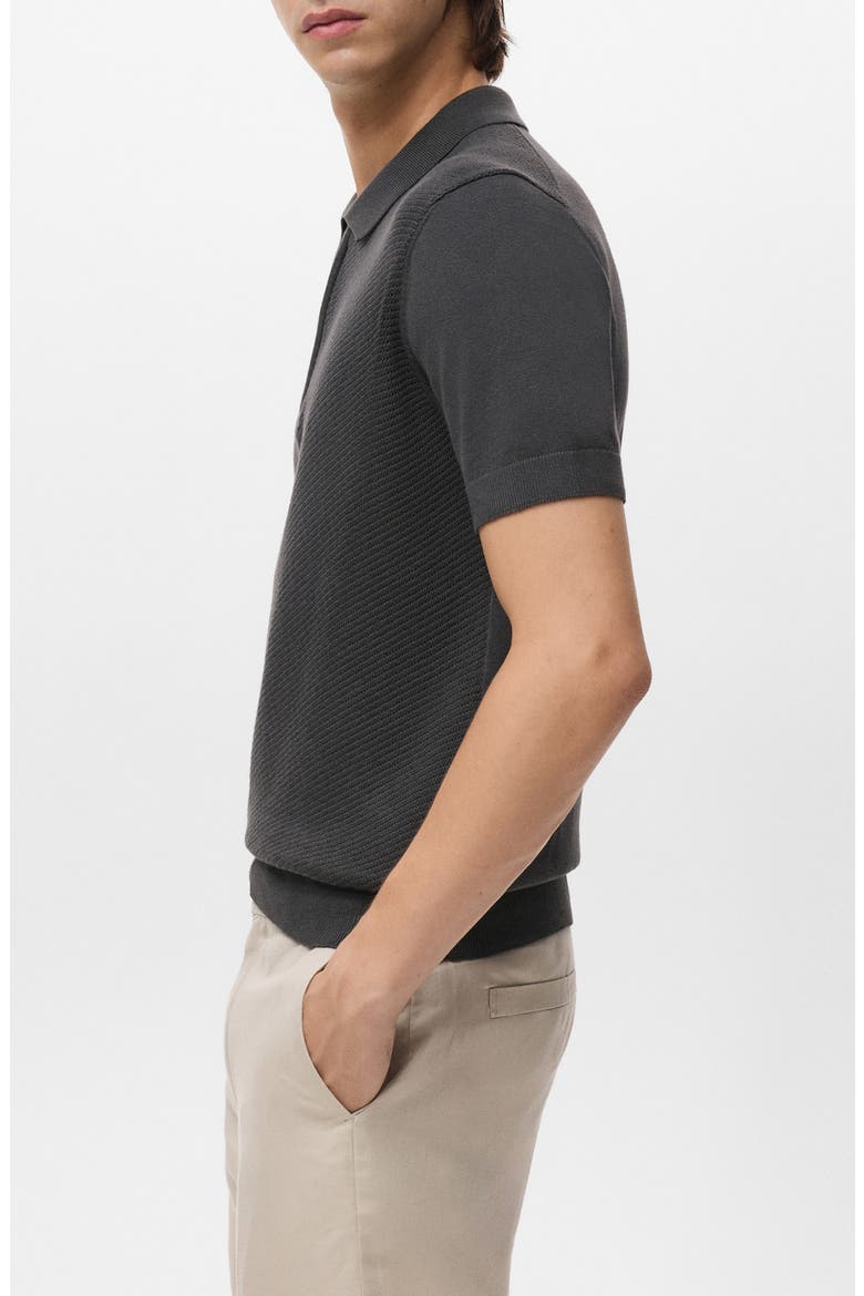Openwork Zip Polo, Alternate, color, CHARCOAL