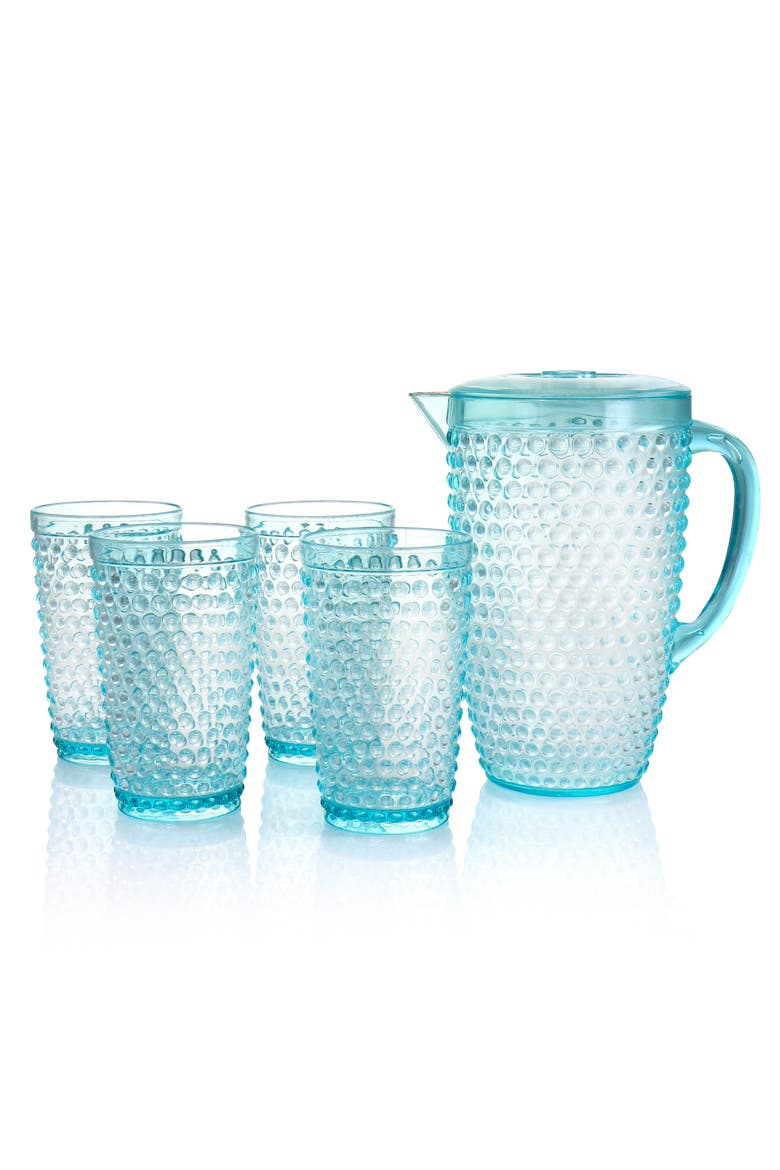 Malone 5 Piece Plastic Pitcher and Tumbler Set, Alternate, color, Clear