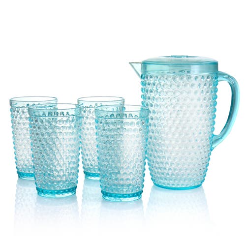 Gibson Home Malone 5 Piece Plastic Pitcher And Tumbler Set In Blue