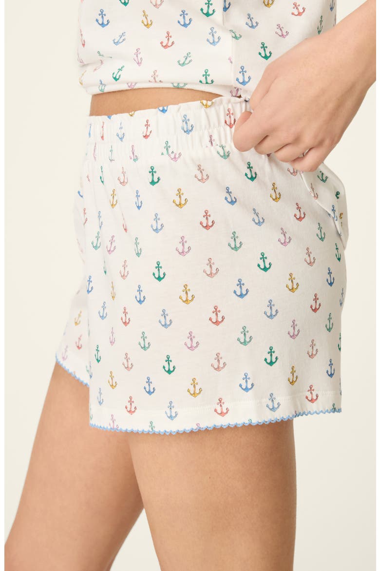 Meet Me By The Sea Cotton Blend Short Pajama Bottoms, Alternate, color, IVORY