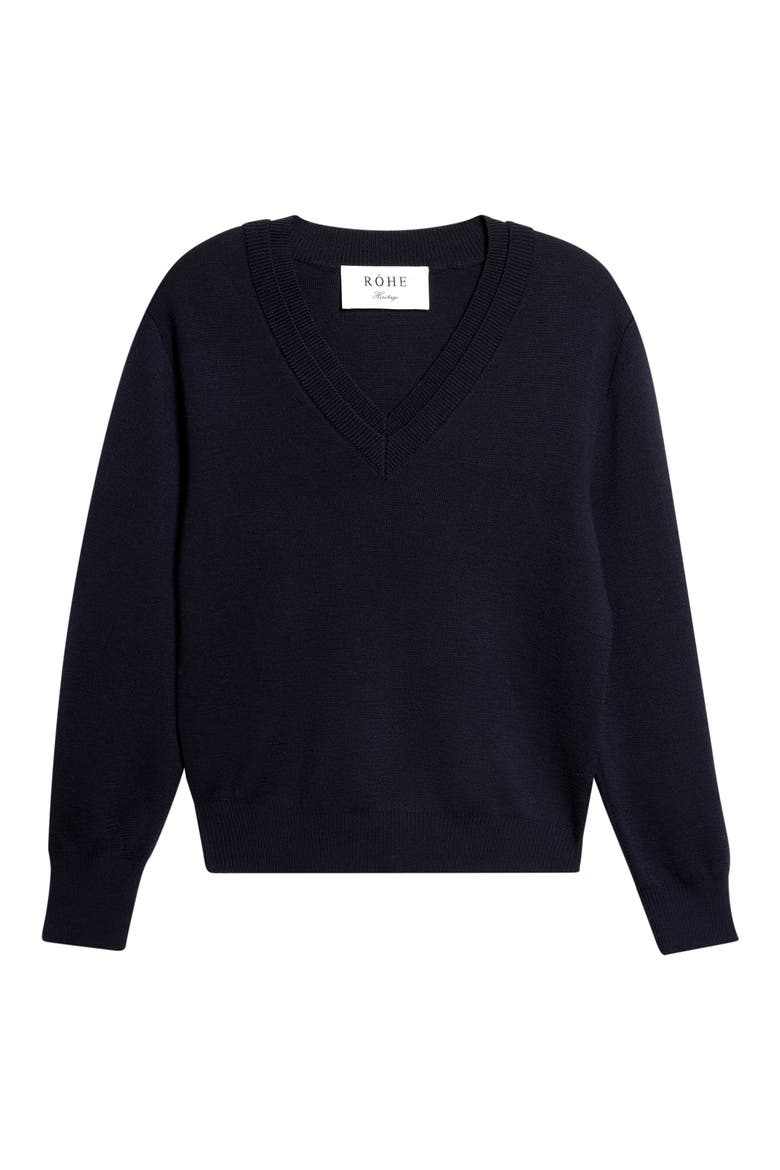 Double V-Neck Merino Wool Sweater, Main, color, NAVY