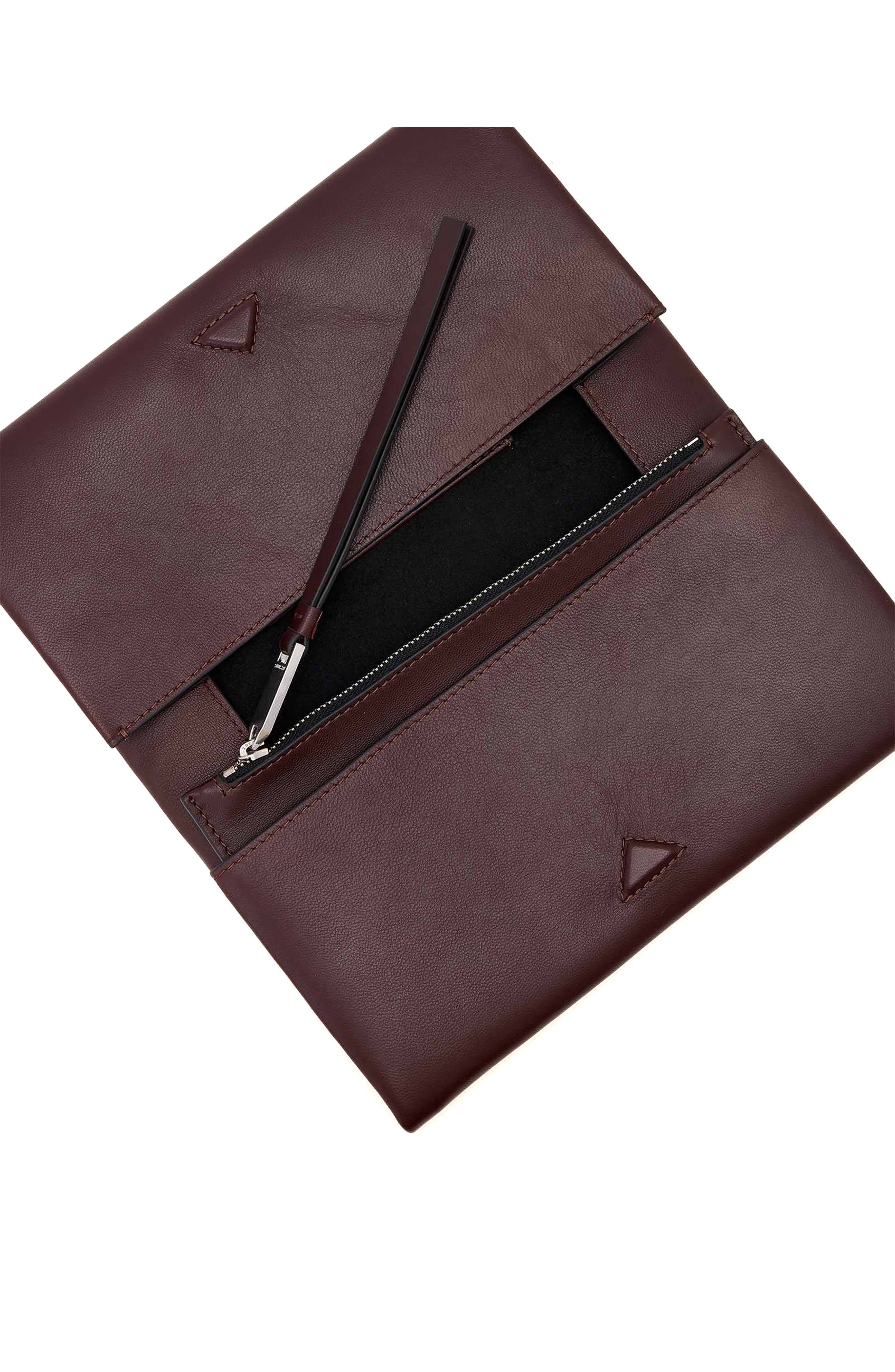 Harluna Leather Clutch, Alternate, color, BURGUNDY RED