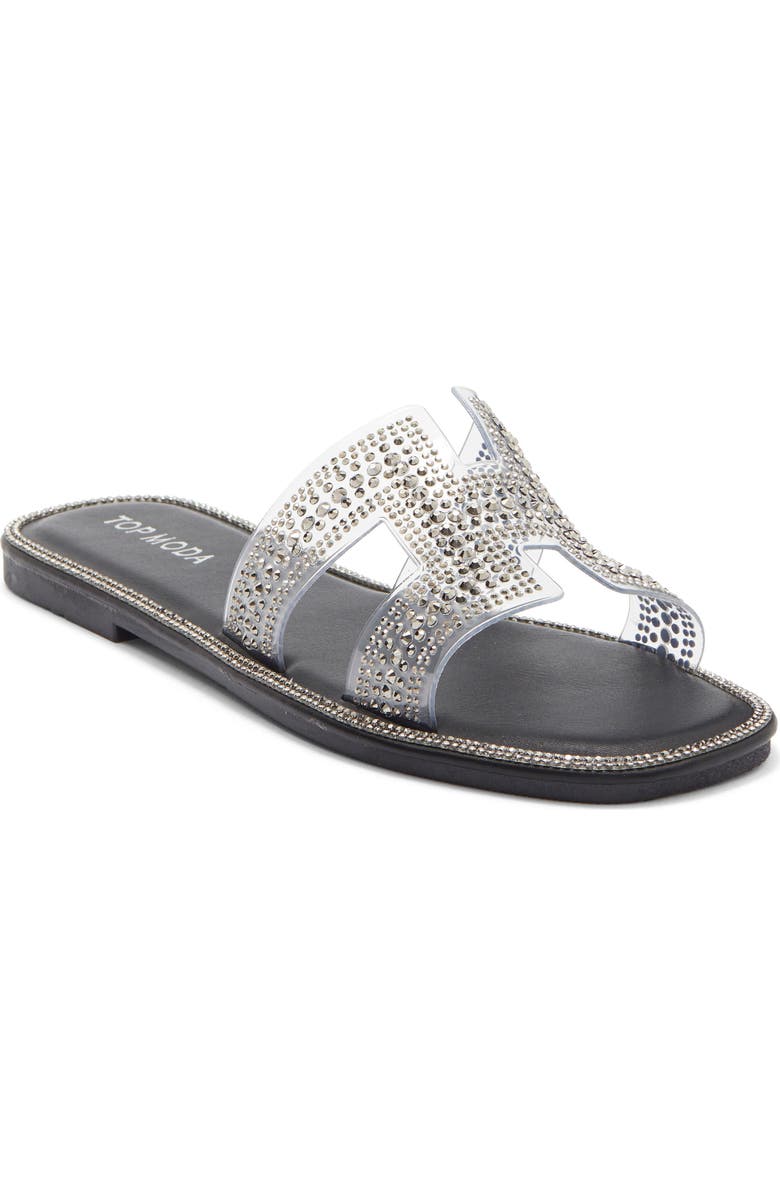 TOP MODA Raven Slide Sandal, Main, color, Pewter