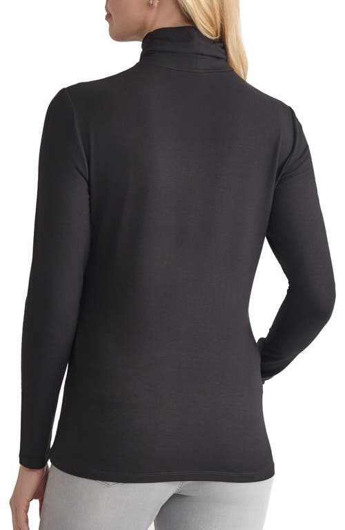 Jones New York Shirred Turtleneck Top In Black