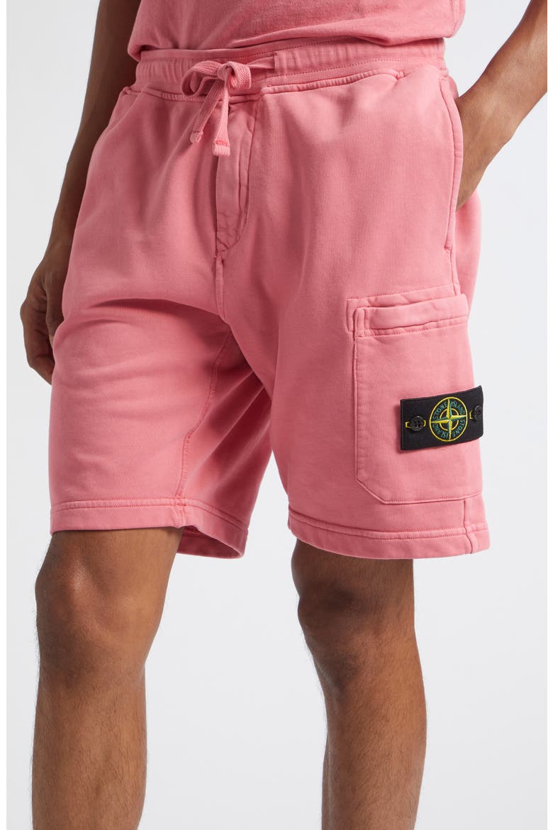 Cotton Fleece Cargo Bermuda Shorts, Alternate, color, GERANIUM