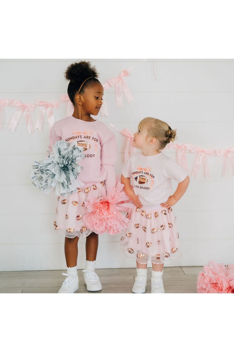 Sundays Are For Football With Daddy Short Sleeve T-Shirt, Alternate, color, Ballet Pink