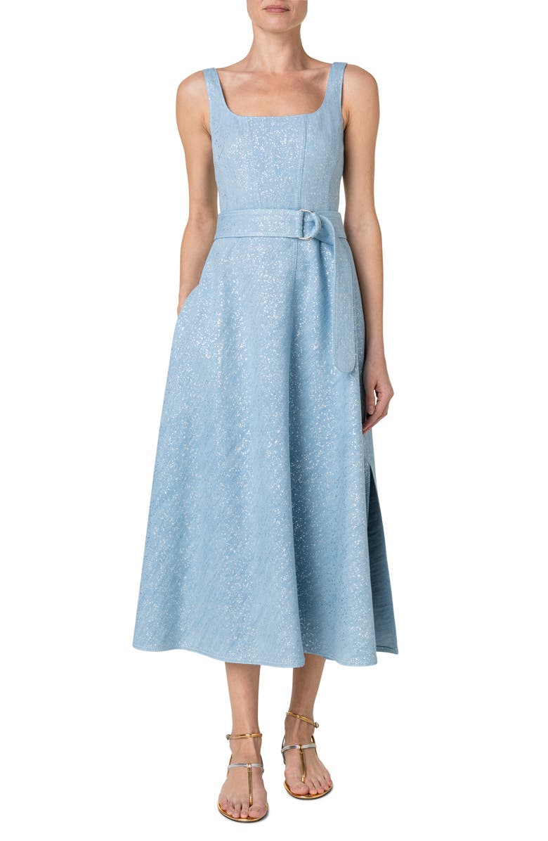 Akris punto Sparkle Cotton Stretch Denim Sundress, Main, color,
