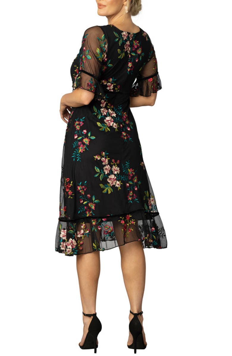 Kiyonna Wildflower Embroidered Cocktail Dress, Alternate, color, Onyx