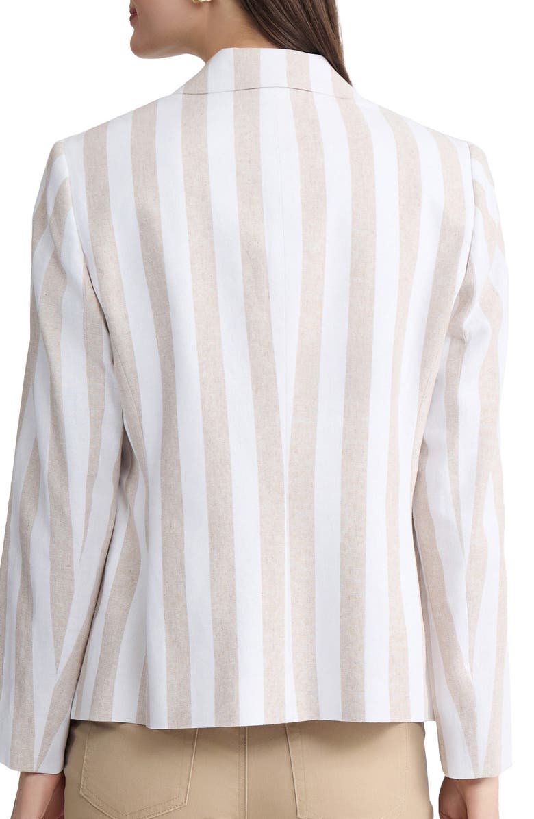Jones New York Stripe Double Breasted Linen Blend Blazer, Alternate, color, Naturalstone/ Natural White