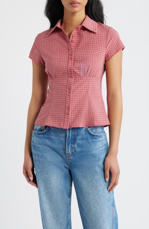 Cottesloe Check Print Button-Up Top