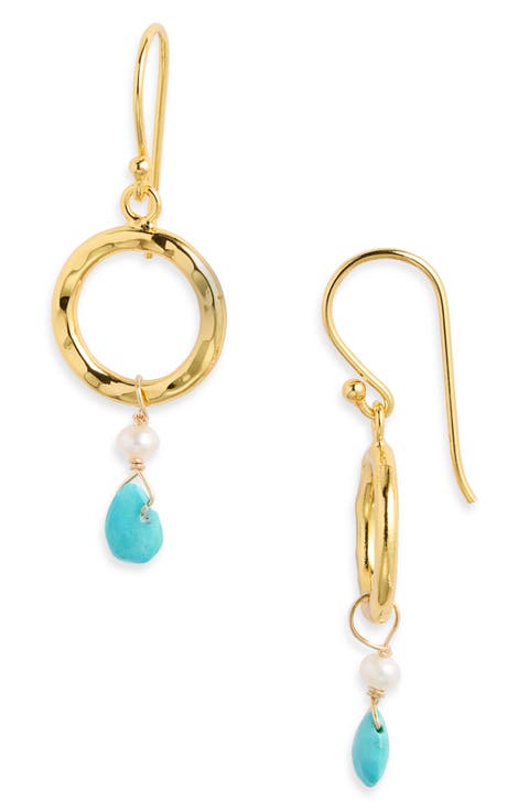 Chelsea Freshwater Pearl & Turquoise Drop Earrings