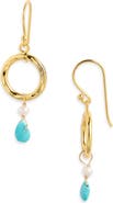 Kiara by Ki-ele Chelsea Freshwater Pearl & Turquoise Drop Earrings