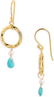 Kiara by Ki-ele Chelsea Freshwater Pearl & Turquoise Drop Earrings
