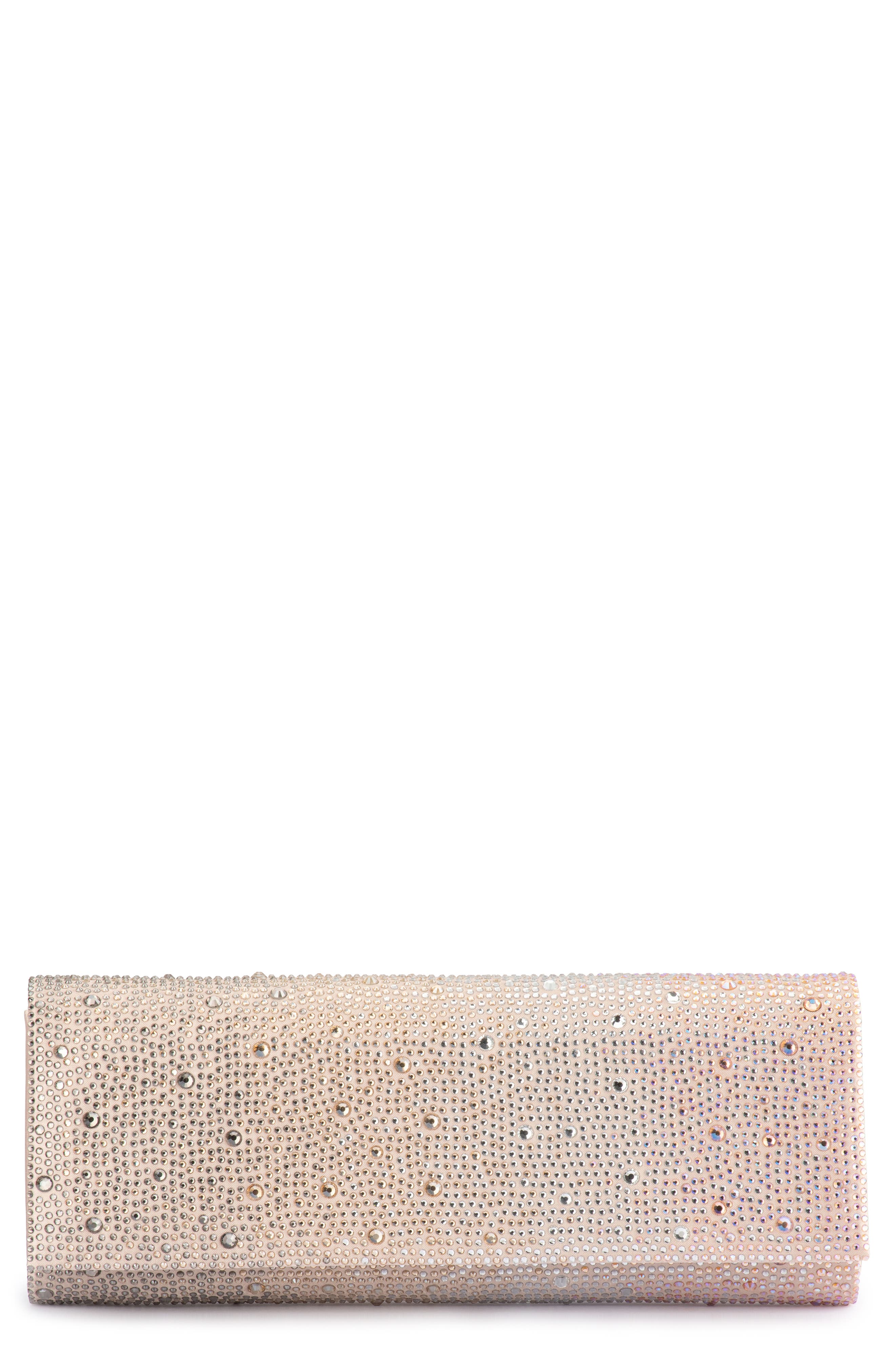 Olga Berg Camille Ombré Hot Fix Crystal Clutch, Main, color, Blush