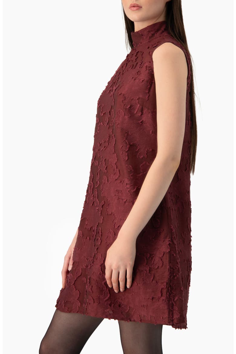 Sleeveless Lace-textured A-line Dress, Alternate, color, Wine