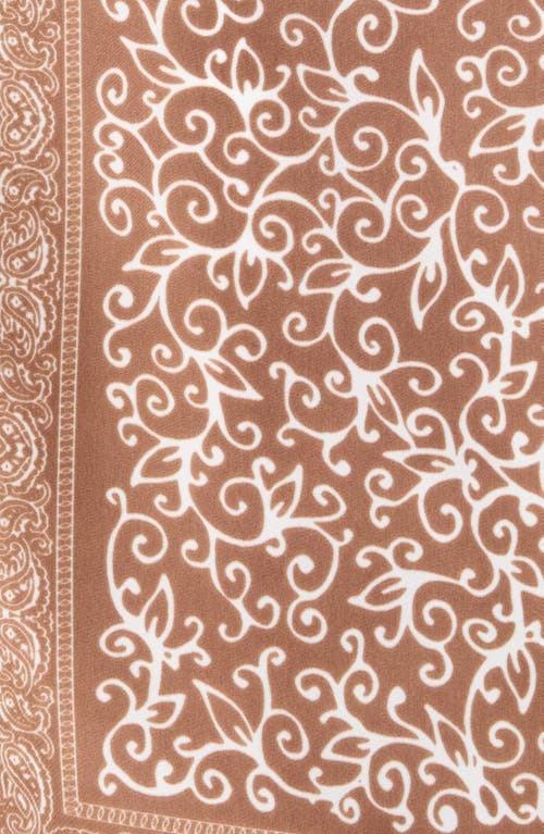 Ellian Paisley Print Satin Square Scarf In Brown