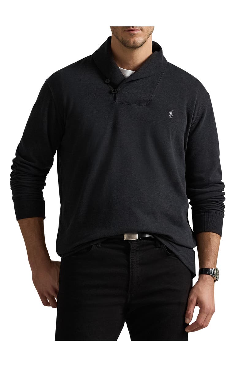 Polo Ralph Lauren Big & Tall Luxury Jersey Shawl-Collar Pullover, Main, color, Black