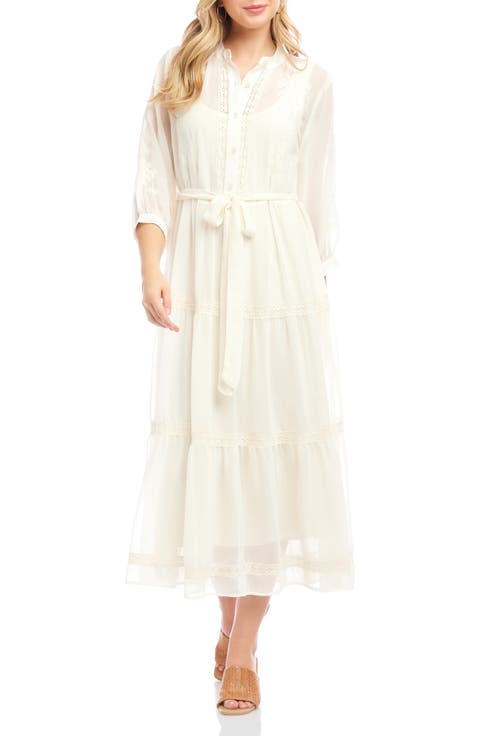 Tiered Embroidered Shirtdress