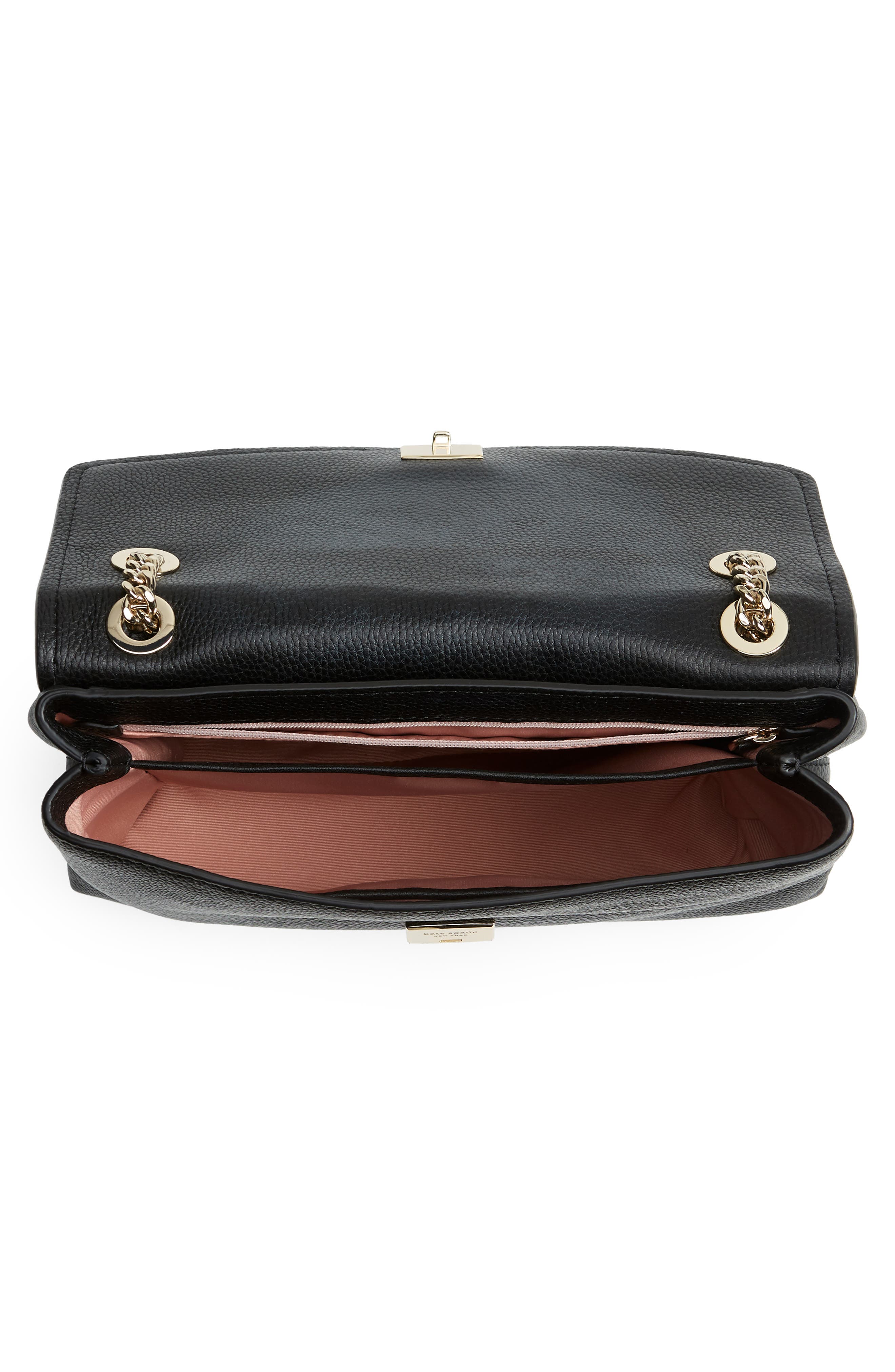 large florence leather shoulder bag, Alternate, color, BLACK