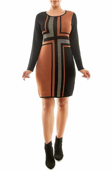 Nina Leonard Long Sleeve Sweater Dress
