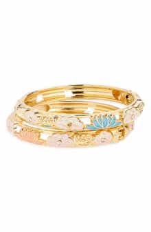 NATASHA Set of 2 Assorted Flower Bangle Bracelets