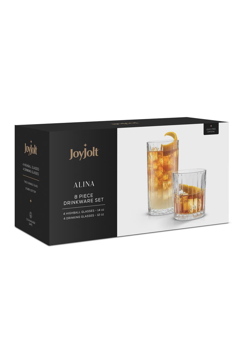 Alina 8-Piece Highball & Rocks Glasses, Alternate, color, CLEAR