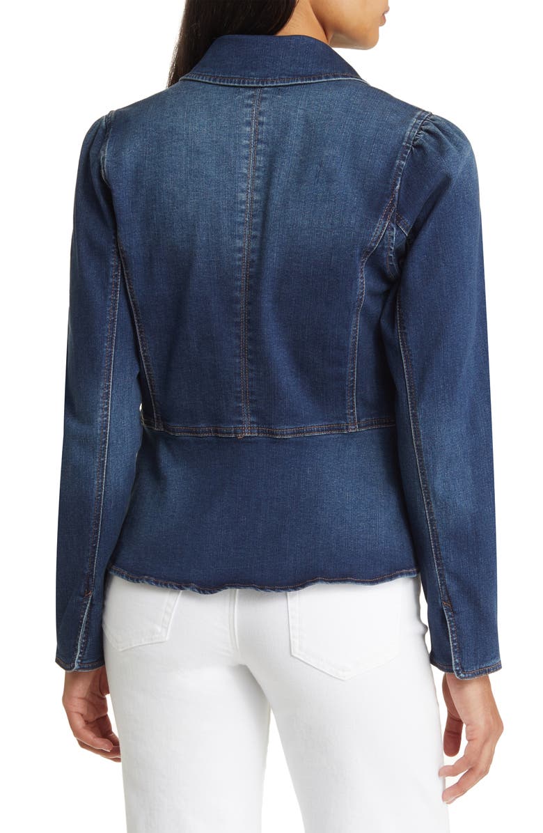 Wit & Wisdom Peplum Denim Jacket, Alternate, color, Blue