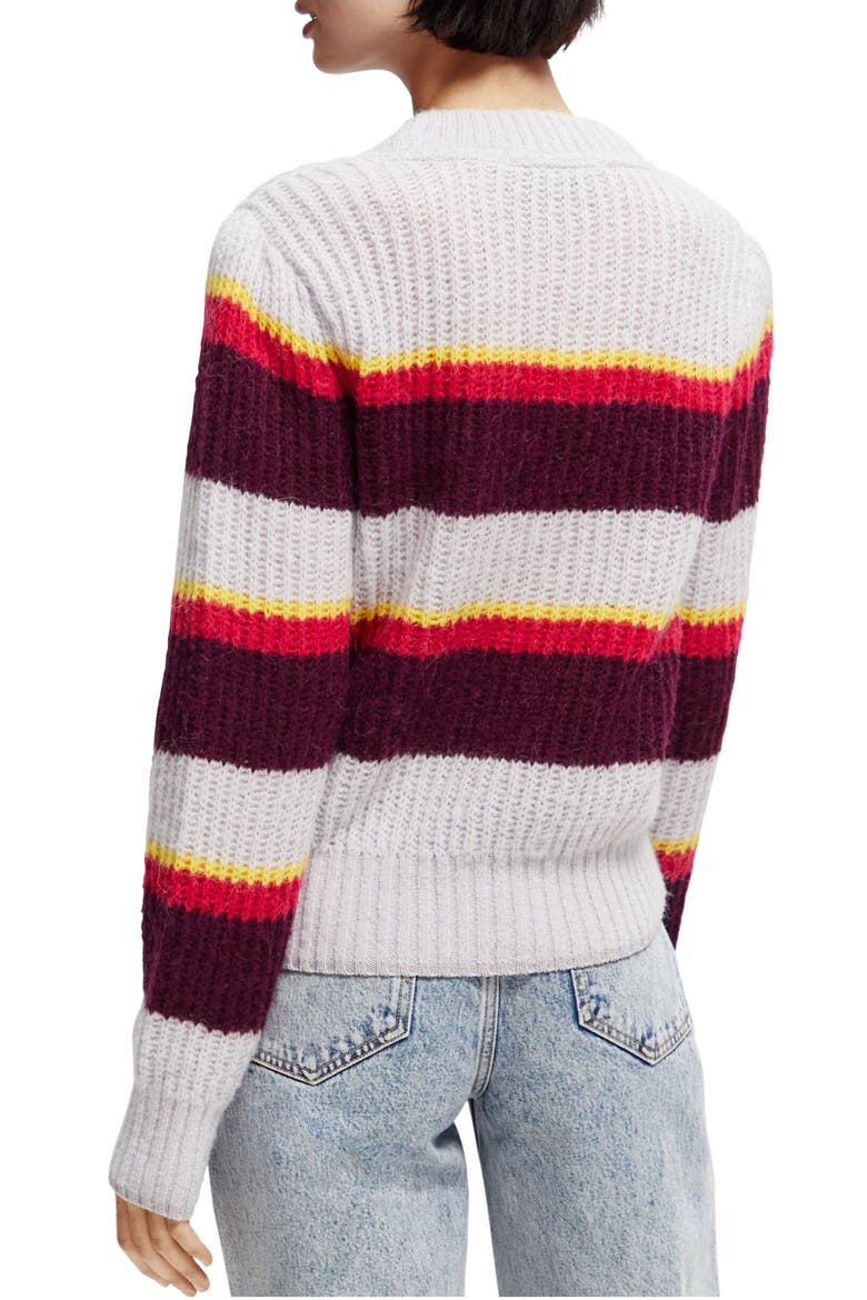 Stripe Pullover Sweater, Alternate, color, 5138-BLURRED LINED THISTLE
