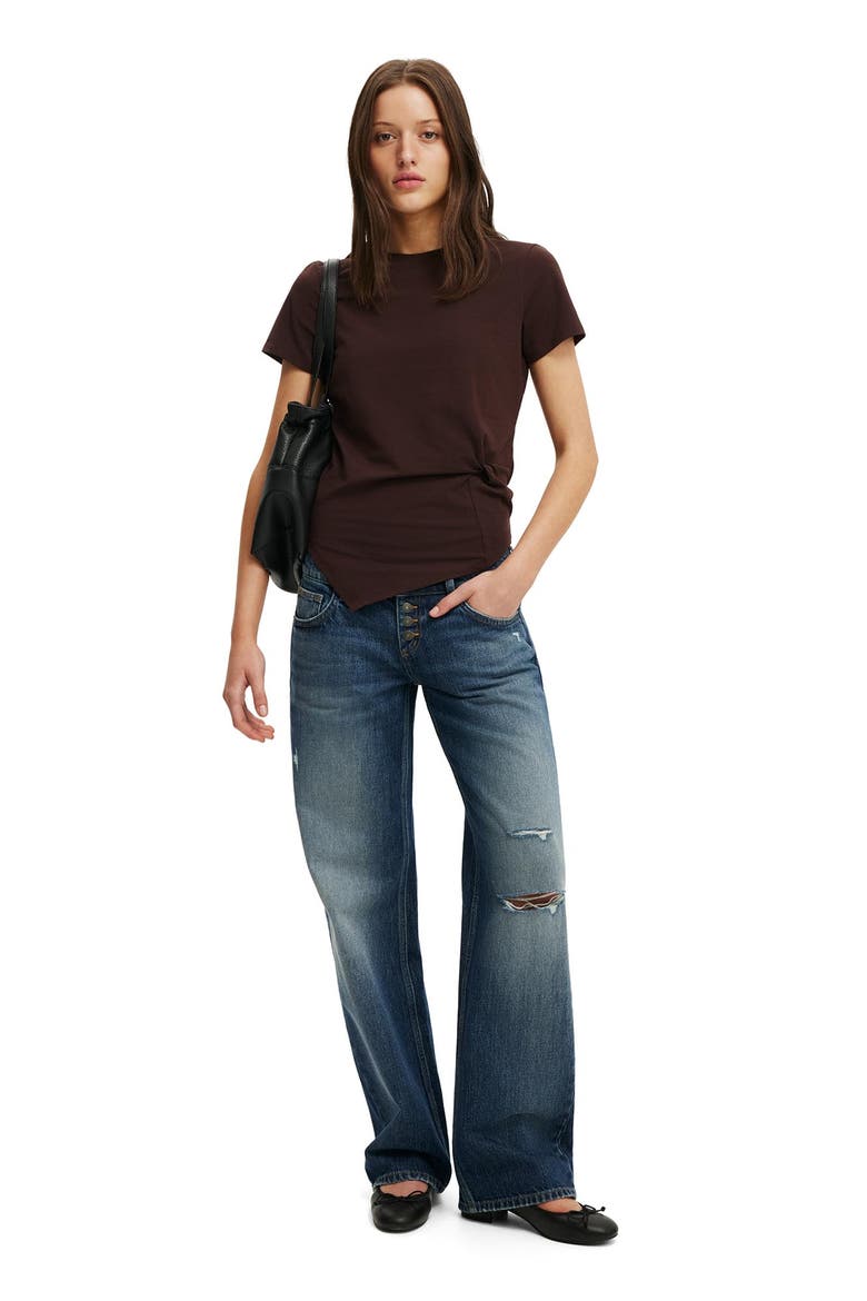 Women's Twist Short Sleeve Tee, Alternate, color, Dark Oak