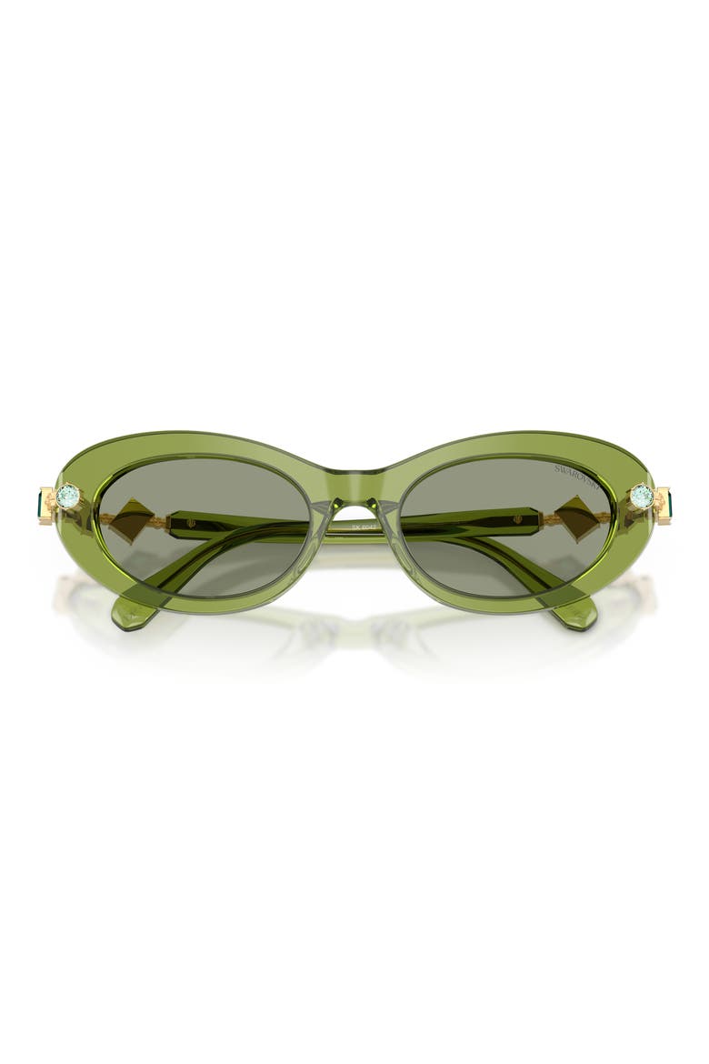 53mm Oval Sunglasses, Alternate, color, TRANSPARENT GREEN / GREEN