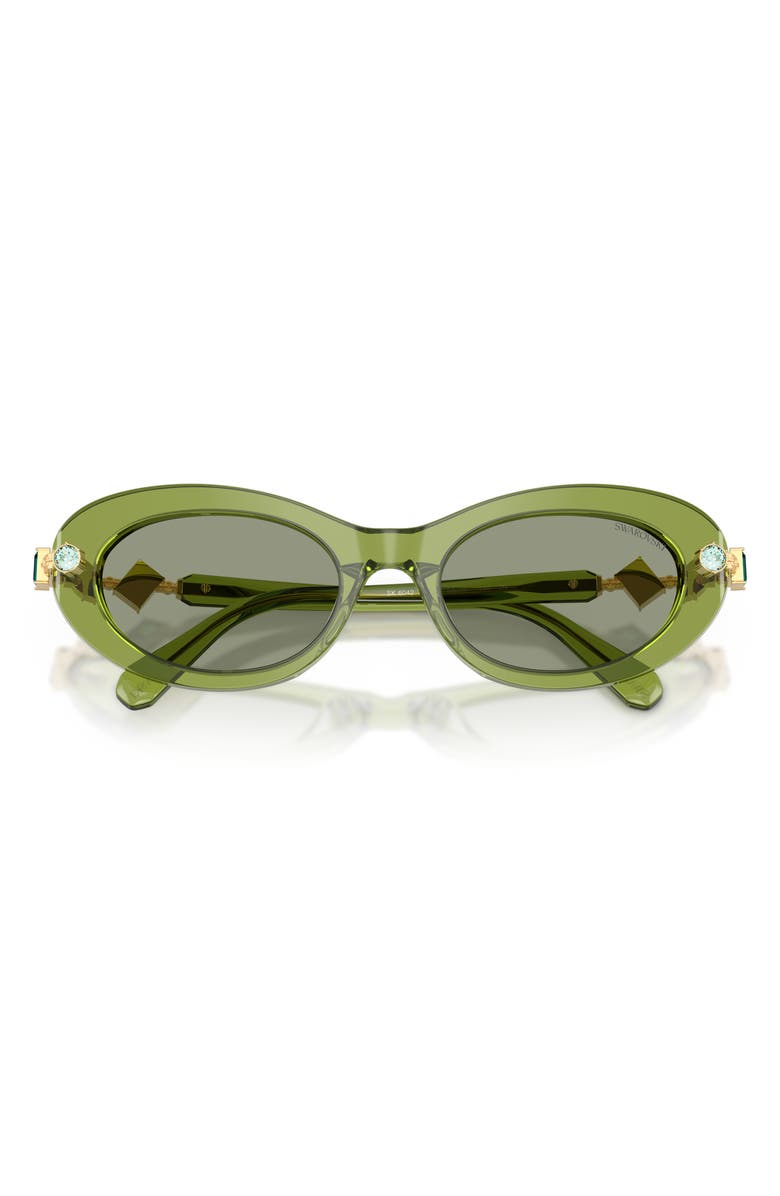 Swarovski 53mm Oval Sunglasses, Alternate, color, Transparent Green / Green