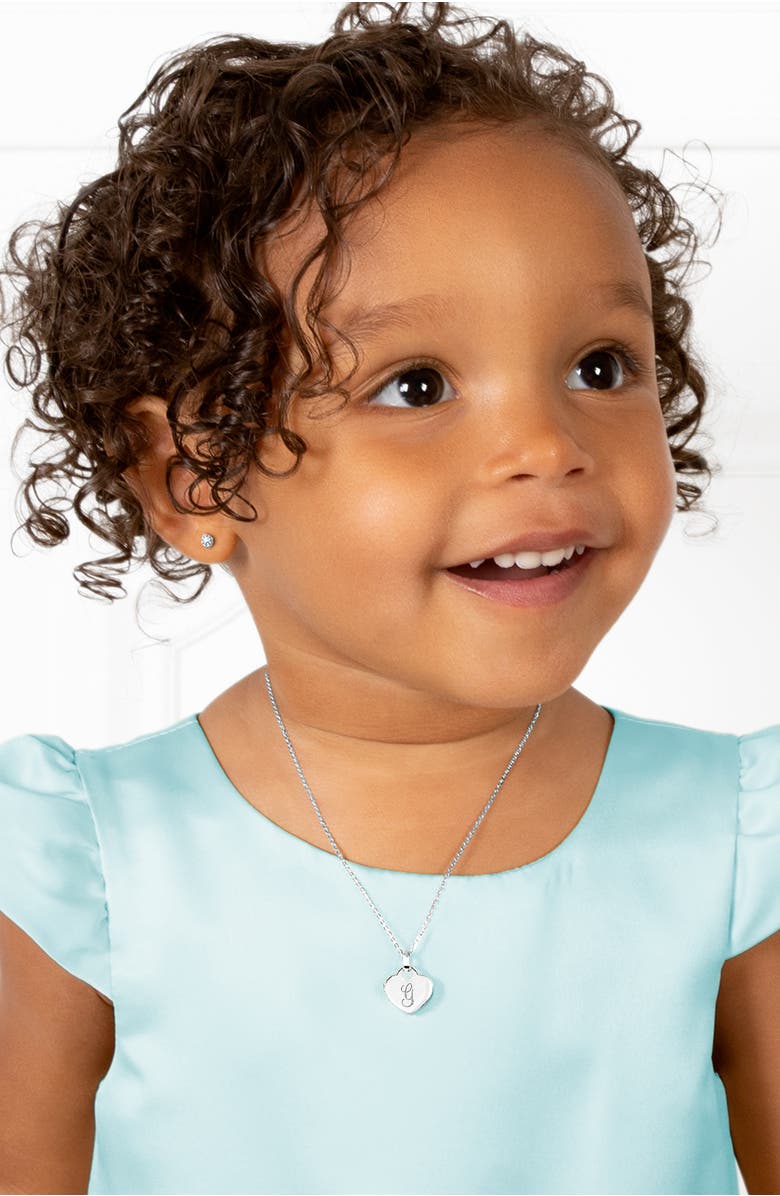 Tiny Blessings Sterling Silver Baby Heart & Engraved Initial 12-14" Necklace, Alternate, color, Silver - G