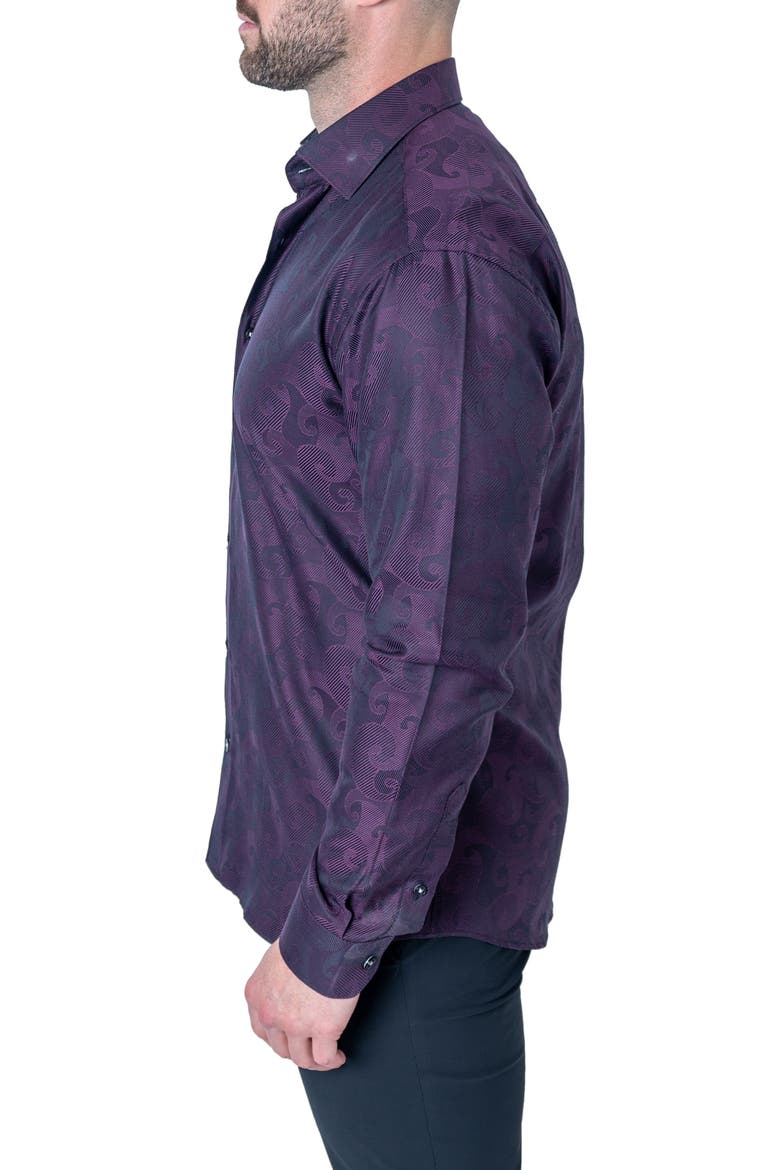 Fibonacci Jacquard Contemporary Fit Button-Up Shirt, Alternate, color, PURPLE