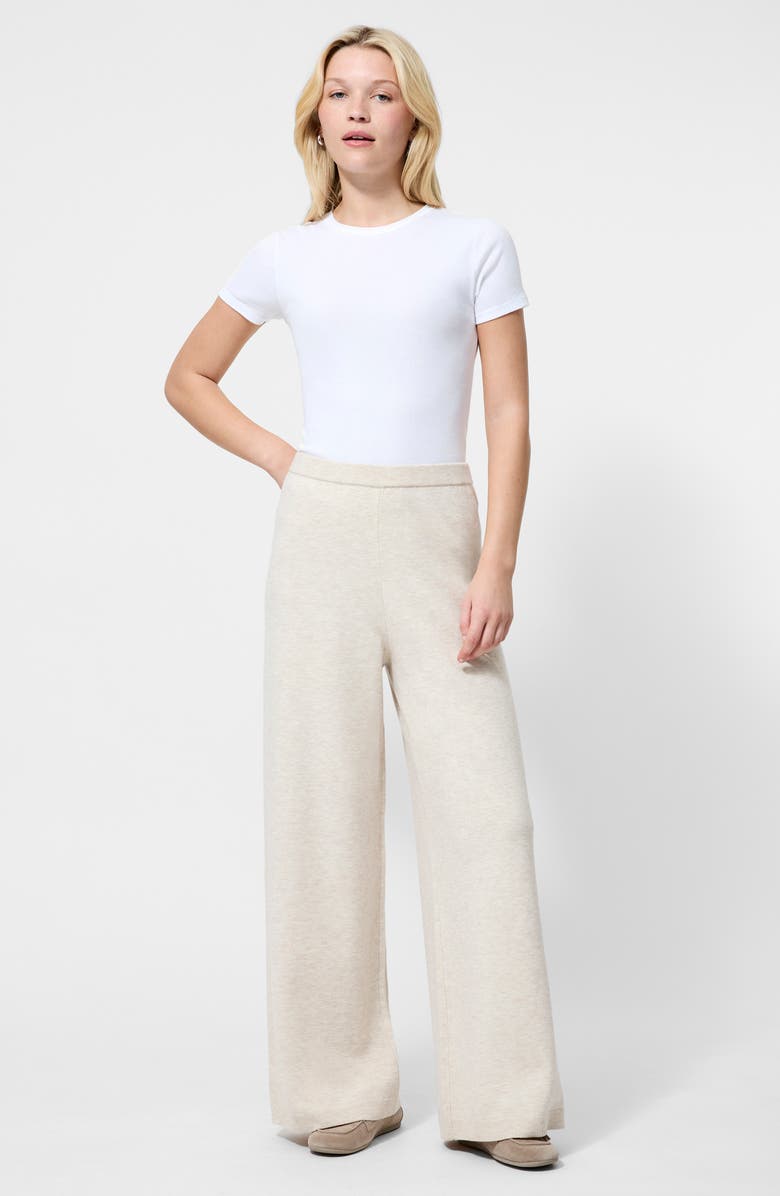 French Connection Marley Knit Wide Leg Pants, Alternate, color, Oatmeal Melange